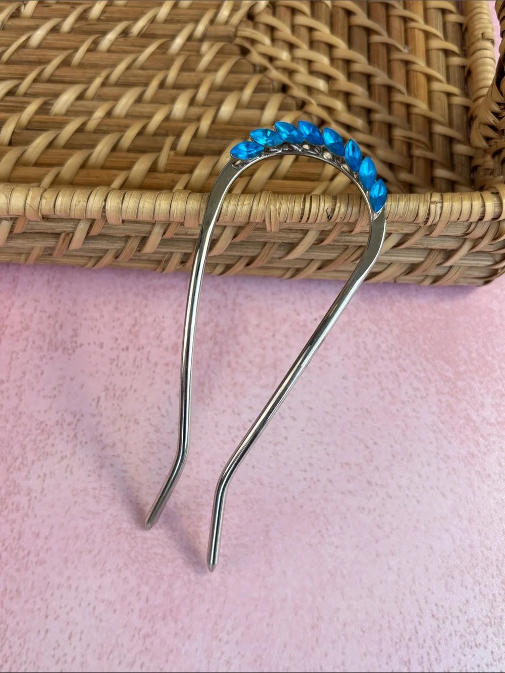 Silver Hair Swerve Lila Rose with Blue Gem Accents